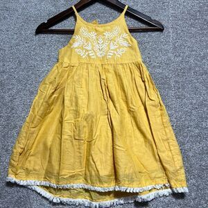 TAHARI Girls Yellow White Embroidered Lined Tank Dress Size 4T Toddler